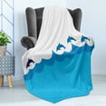 thumbnail image 4 of Sea Animals Soft Flannel Fleece Throw Blanket, Lead and 3 Dolphins Shadow on Waves Oceanlife Maritime Theme Image, Cozy Plush for Indoor and Outdoor Use, 50" x 60", Blue Turquoise, by Ambesonne, 4 of 5