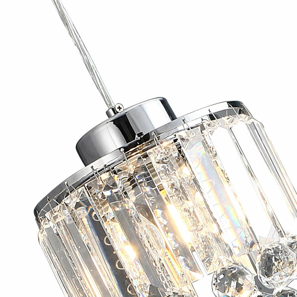 Fichiouy 2pcs LED Crystal Chandelier Pendant Fixture Kitchen Island Light Hanging Lamps E26