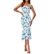 thumbnail image 4 of Vestido PRETTYGARDEN Azul Floral Midi Sin Mangas con Volantes Talla M, 4 of 6