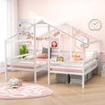 thumbnail image 4 of Gymax Cadres de Lit Double Simple pour Enfants avec Table Intégrée et Port USB, Garde-Corps, 4 of 10