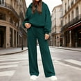 thumbnail image 4 of Women's Fleece Lined Hoodie and Sweatpants Set, Solid Color Two Piece Outfit, Pocketed Pullover with Elastic Waist Pants, Casual Sporty Set, Fall Winter Wear Blackish Green L, 4 of 8