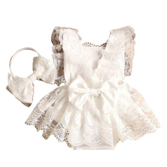 Lovely Girls Photography Outfits Newborns Girl Lace Romper with Matching Headdress Props for Baby Girls Photo Taking