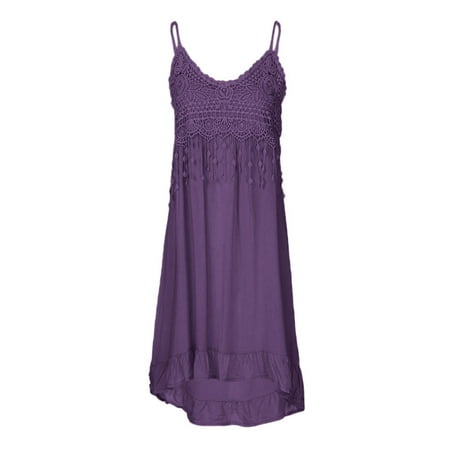 50% off Clear! Babydoll Dress Womens Womens Sleeveless Dress Lace Crochet V Neck Cami Dress Spaghetti Strap Flowy Peplum Sundresses