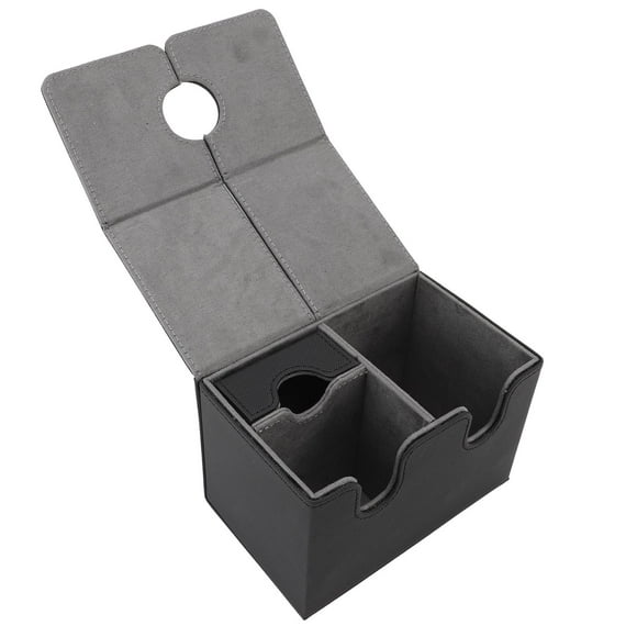 Card Deck Box, Premium PU Leather, Sturdy Structure, Holds 200+ Cards, Detachable Tray, Compatible with CCG, for Trading Cards Collectible Cards, Black