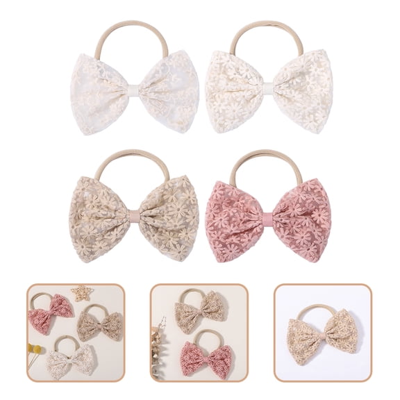 FENGGUIQU bow ponytail holder Adorable Design Lace 4Pcs for Girls