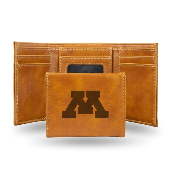 College Rico Industries Minnesota Golden Gophers Brown Laser Engraved Trifold Laser Engraved Tri-Fold Wallet - Men's Accessory