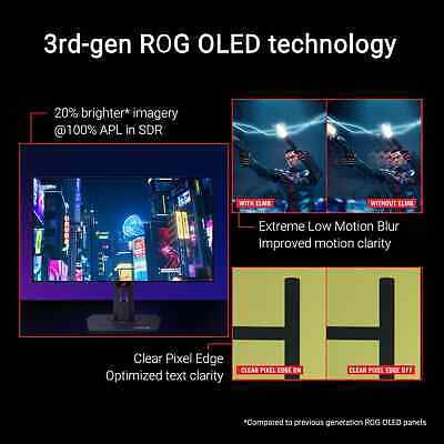 ASUS - ROG Strix 27" OLED QHD 240Hz G-SYNC/FreeSync Gaming Monitor with HDR (HDMI, DisplayPort) - Black