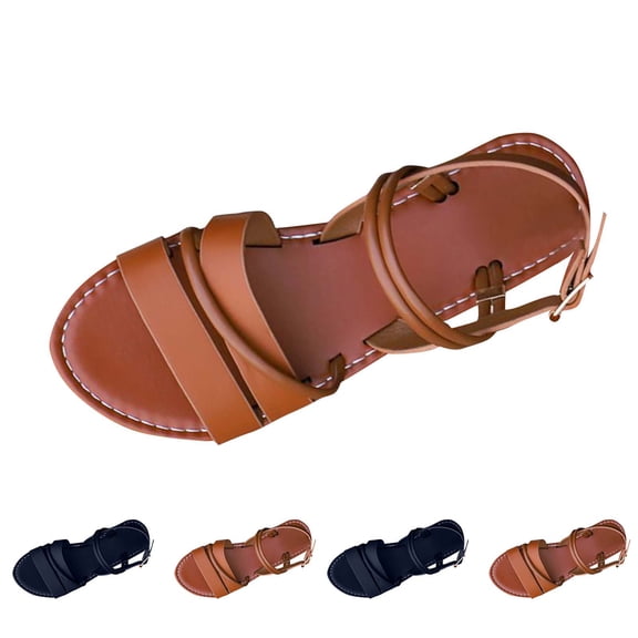 Bixock Sandals for Women,Flat Slippers for Women Wrap Strap Open Toe Flat Sandals for Casual Daily Wear Summer and Fall Sandals