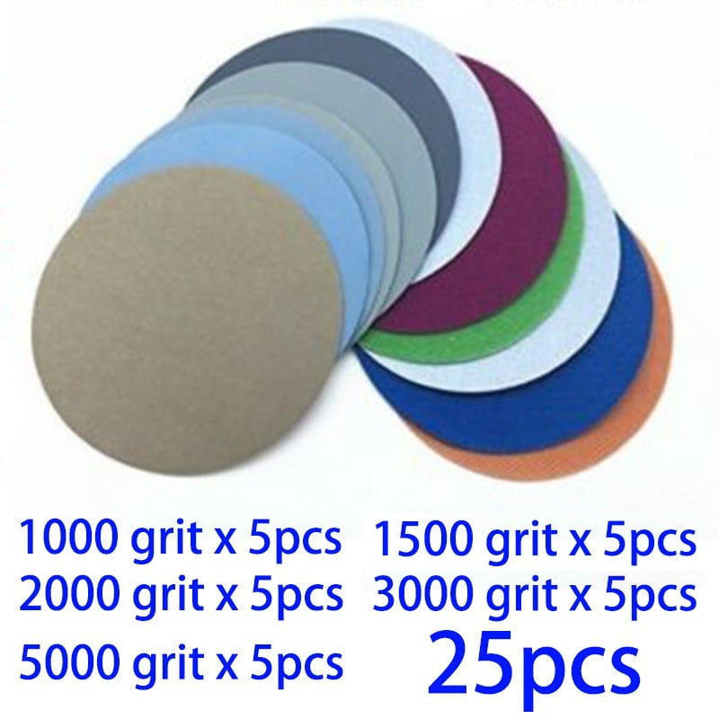 25x 3'' Hook&Loop Wet/Dry 1000 1500 2000 3000 5000 Grit Sanding Discs Sandpaper