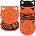 thumbnail image 1 of wonima02 Halloween Cat Ear Shape Cotton Coasters Black Orange Cat Ear Handmade Braided Drink Coasters Absorbent Cup Mats for Trick or Treat Party Home Table Decor, Set of 4, 1 of 1