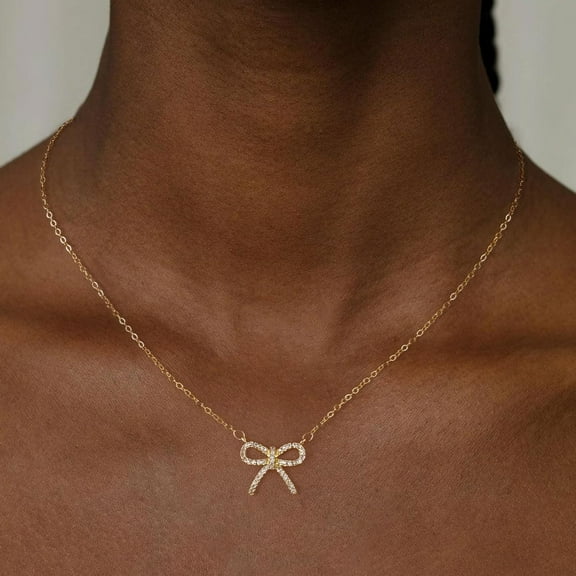 Gold Necklace For Women Dainty Bow Necklace 14K Gold Plated Neckalce Tiny Bow Pendant Choker Chain Trendy Cute Bowknot Necklace Jewelry For Gift[o6412]