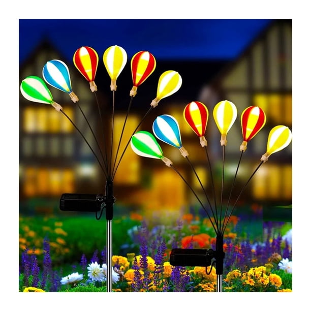 Luces LED solares for jardín, globos de aire caliente impermeables for exteriores, luces decorativas for camino, Patio, césped, 2 uds.