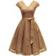 thumbnail image 4 of Vestido de dama de honor vintage con encaje floral retro y manga casquillo para mujer, 4 of 5