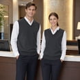 thumbnail image 4 of Toptie Men Business V-Neck Knitted Sweater Vest, Cotton Fit Casual Solid Plain Sleeveless Pullover-Black-M, 4 of 8