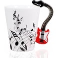 thumbnail image 1 of LanHong - 13.5 oz Musical Notes Design Guitar Coffee Mugs Drink Tea Milk Coffee Mug Ceramic Music Cup Gift for Friend (Red), 1 of 7
