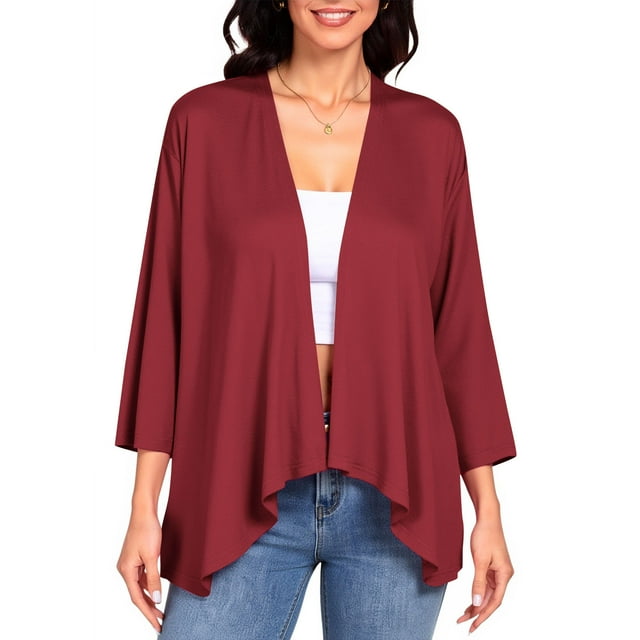 Gpaecead Women's Classic Long Sleeve Cardigan Casual Open Front Solid Loose Cardigans