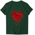 thumbnail image 2 of TKLPEHG Valentines Day Shirts For Women Crewneck Tshirt Heart Print Graphic Tee Loose Short Sleeve Tshirt Casual Dressy Blouses (Army Green,L), 2 of 4