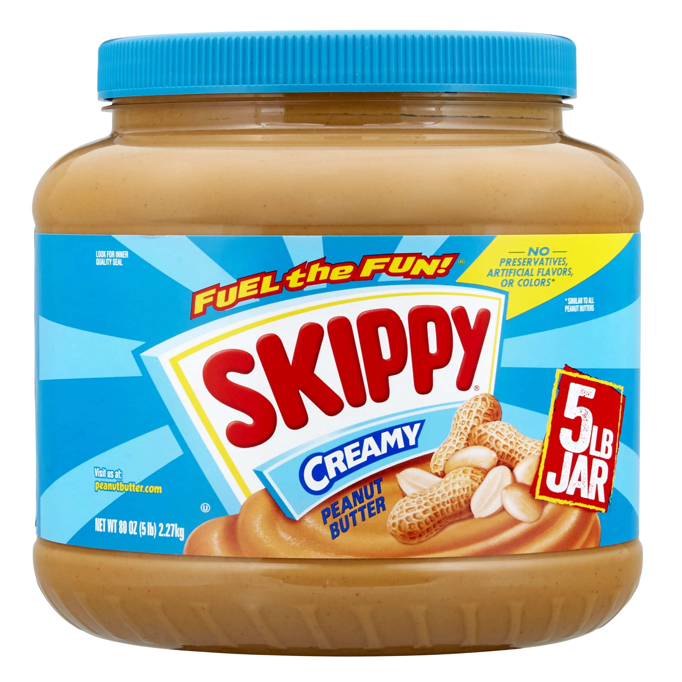 (2 pack) SKIPPY Peanut Butter, Creamy, 7 g Protein Per Serving, Shelf-Stable, 80 oz Plastic Jar