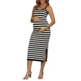 thumbnail image 4 of INSPIRE CHIC Women's Maternity Dress Bodycon Striped Long Midi Sleeveless Cami Knit Casual Fitted Pregnancy Dresses M Black, 4 of 6