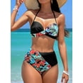 thumbnail image 2 of Cenuakty Women's Two Piece Bikini Bathing Suits Sleeveless Halter Neck Bra High Waist Floral Thong Swimsuits, 2 of 9