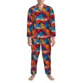 thumbnail image 3 of Fotbe Colorful Hawaii Palms Pijama de Hombre con Estampado de Manga Larga, Conjunto de 2 Piezas, Ropa de Dormir Suave y Cómoda con Bolsillos-Large, 3 of 7