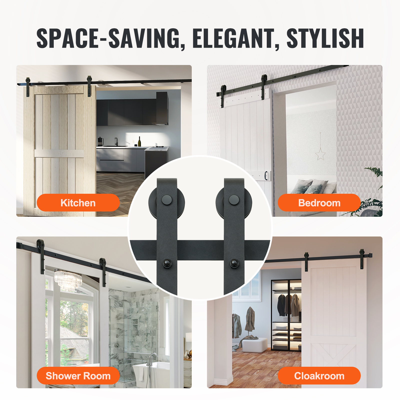 KFFKFF 8ft Sliding Barn Door Hardware Kit, Carbon Steel photo 6