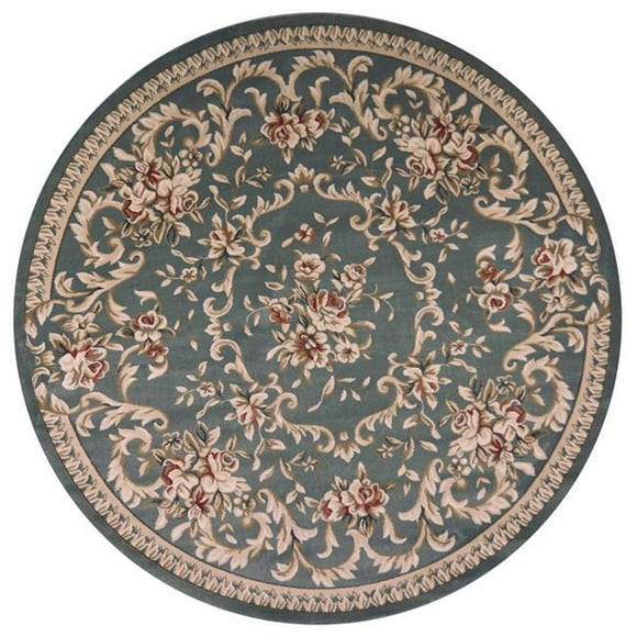 HomeRoots 352678 7 ft. 10 in. Round Polypropylene Slate Blue Area Rug