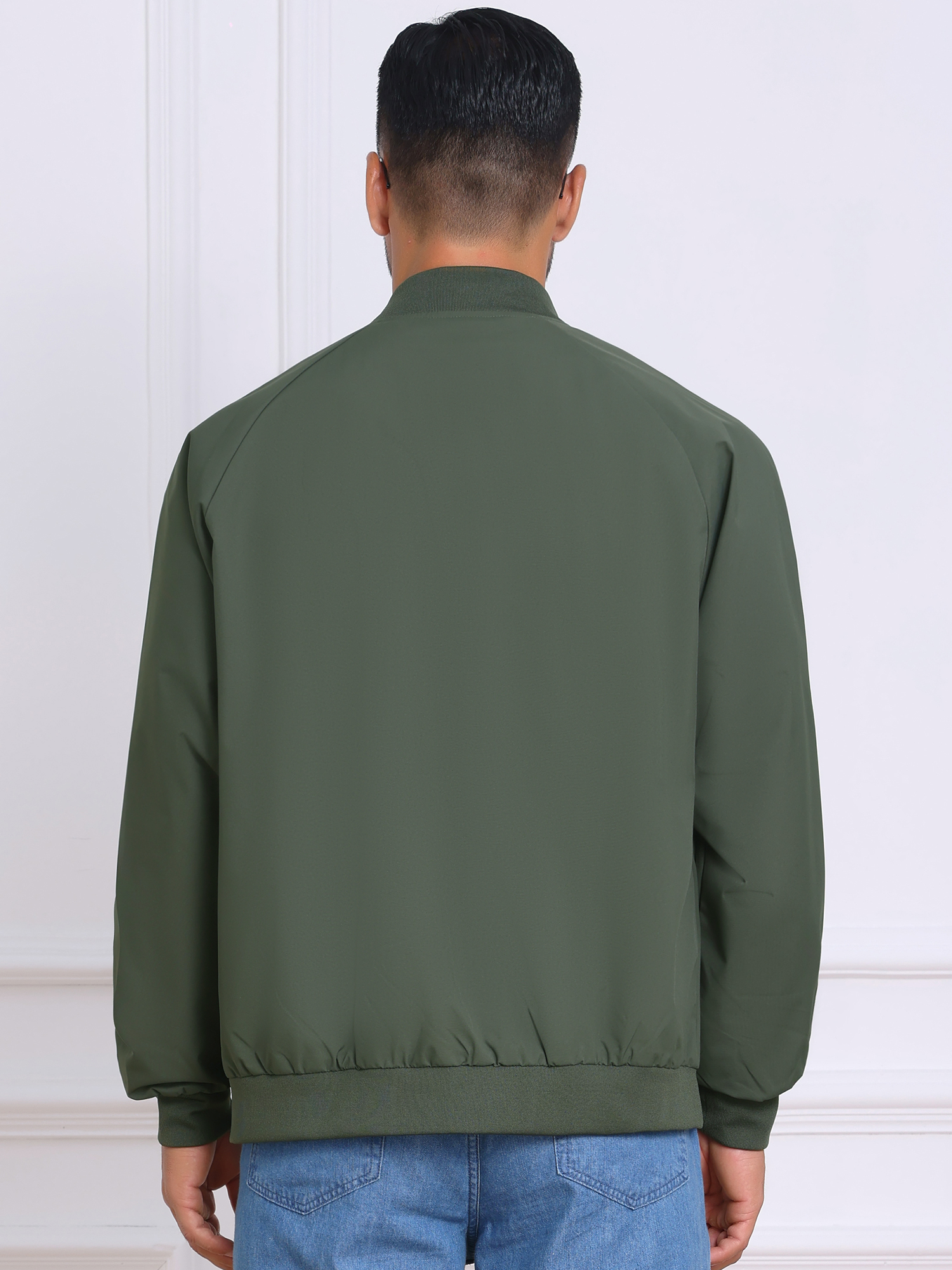 DARING DIVA Casual Stylish Lightweight Full Zip Up Bomber Jacket M Green