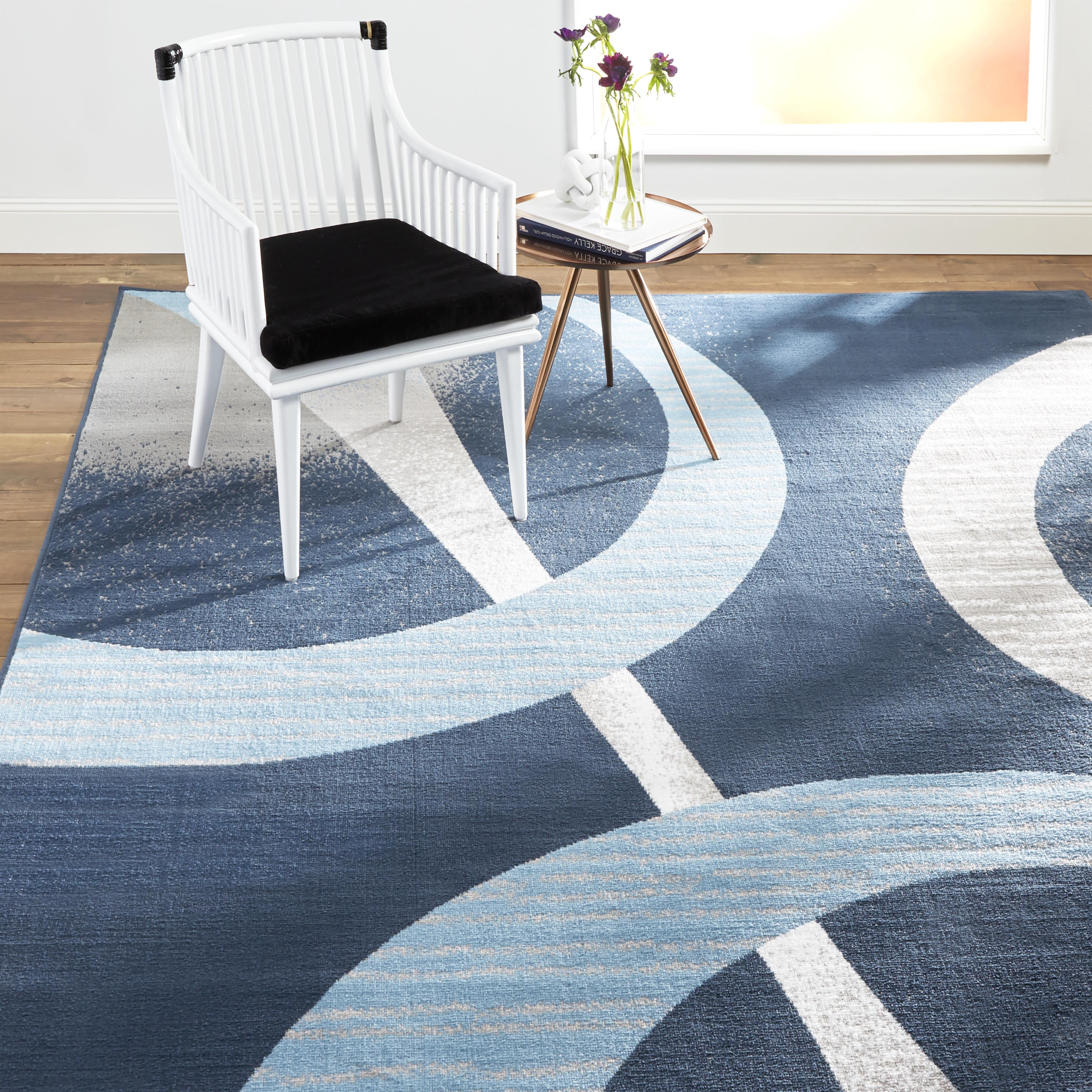 Home Dynamix Premium Indus Contemporary Geometric Area Rug, Dark Blue/Blue, 3'7"x5'2"