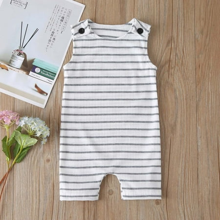 

Simplmasygenix Baby Jumpsuit Light Summer Girl Clothes ToddlerGirl Boy Strip Cloth Striped Sleeveless Jumpsuit Romper