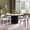 46"Table+ 4 Beige Chairs, variant on Montary 46 Inch Round Faux Marble Dining Table for 2-4 Seat, Black Wave Metal Base with Gold Decoration - for Kitchen & Dining Room(Only Table)