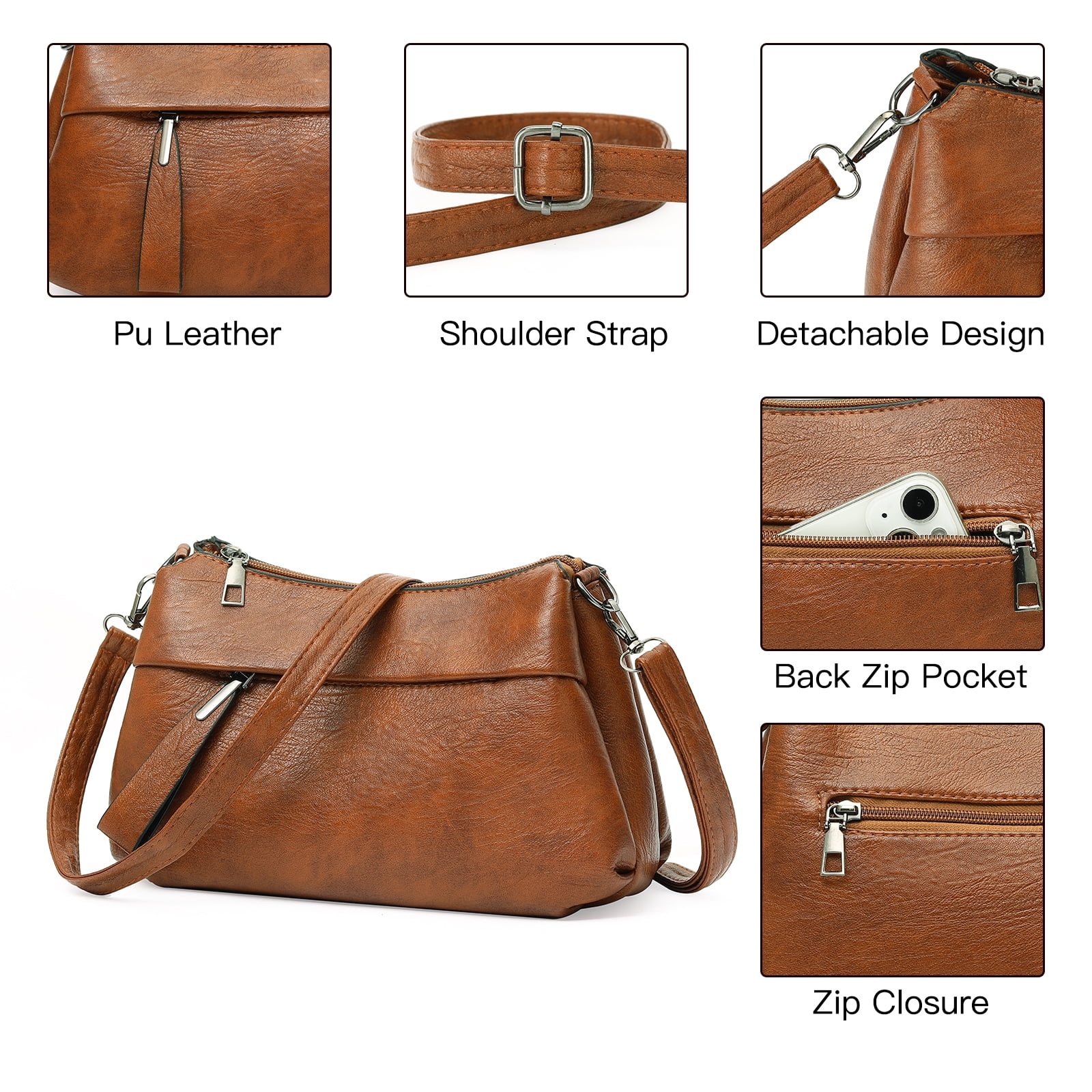 GOIACII Shoulder Bag for Women Leather Purse Crossbody Bag with Adjustable Strap