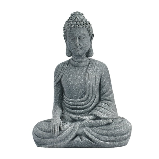 EeaseMX 1 estatua de Buda de arenisca, figura zen, artesanía decorativa para el hogar (gris)