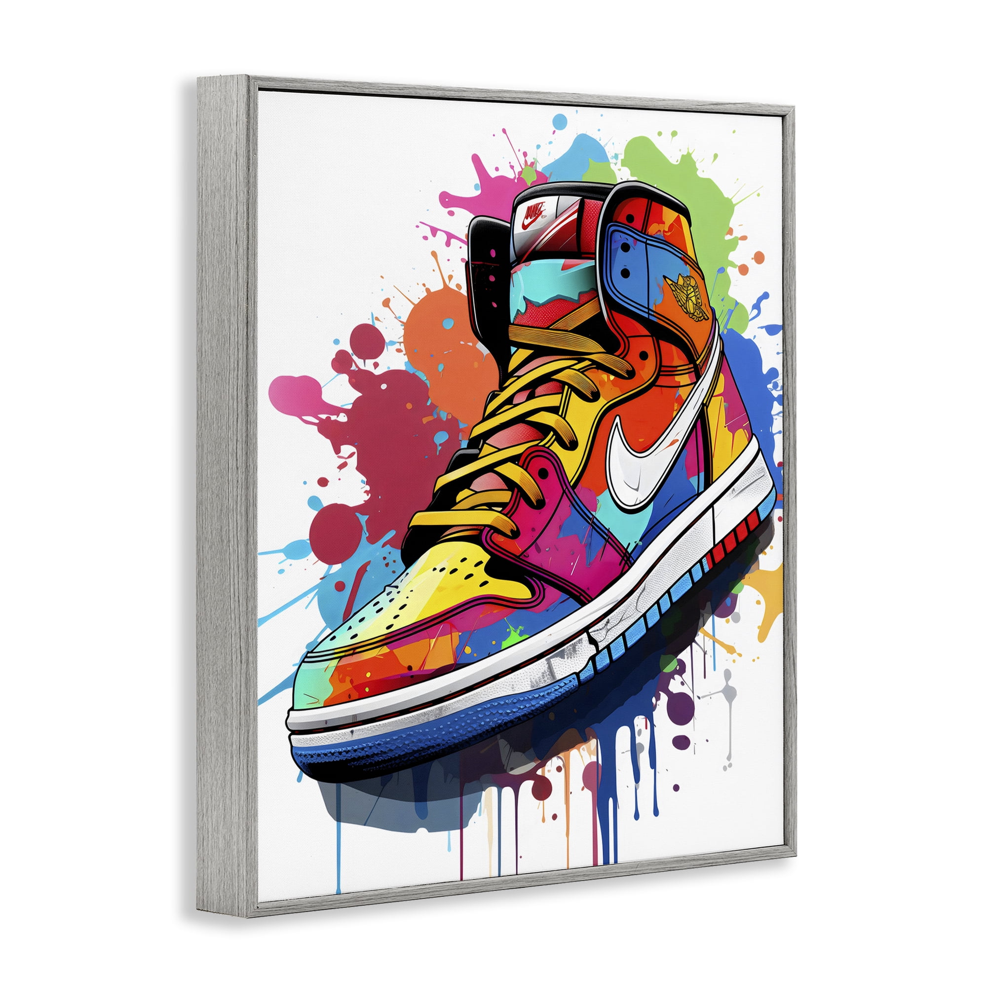 Stupell Industries Graffiti Sneaker on White Gray Framed Giclee Art, design by Creative Studio