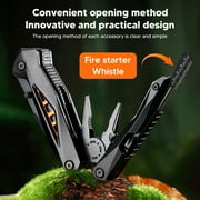 Outdoor Stainless Steel Knife/Pliers/Nail File/Bottle Opener/Screwdriver/Serrated Knife, Hidden Folding Closure, Portable Multi-Function Tool With Flint And Bit Father‘s Gifts for Men Set