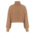 thumbnail image 5 of Hinvhai Fashion Women Solid Long Sleeve Pullove Turtleneck-Neck Casual Sweater Tops On Seasonal Clearance Khaki 10(XL), 5 of 7