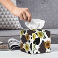 thumbnail image 6 of Lsque Black Cow Sunflowers Printed Tissue Box Cover Holder, Facial Paper Organizer Dispenser,Square with Bottom Belt, PVC Leather Decorative Organizer, 6 of 8