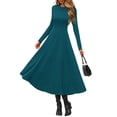 thumbnail image 4 of Vestido PRETTYGARDEN 2025 Cian Oscuro Manga Larga Midi Línea A, 4 of 8