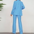 thumbnail image 5 of qolati Women's Two Piece Outfits 2024 Fall Striped Print Long Sleeve Blazer Jacket and Dress Suits Pants Pockets Business Casual Work Sets, 5 of 7