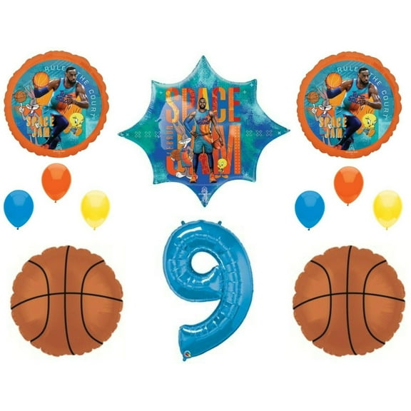 Space Jam 2 9th Birthday Looney Tunes Party Basketball balloons Decoration Bugs