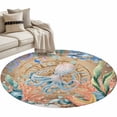 thumbnail image 6 of Octopus Coastal Round Rug 3ft Washable Circle Entryway Rugs Non Slip Summer Nautical Starfish Coral Brown Anchor Area Rug Indoor Floor Carpet for Bedroom Kitchen Living Room Home Office Dining Room, 6 of 8