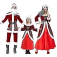 thumbnail image 1 of Disfraz de Papá Noel para adultos de umarden para mujeres, hombres, niños y niñas, disfraces de Navidad de terciopelo de talla grande de Santa ayudante para fiesta W, 1 of 1