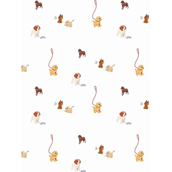 Barbie's Pups Removable Vinyl Wallpaper, White