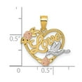 thumbnail image 2 of 19.7mm 14k Two-tone and White Rhodium Polish Love Floral And Bird Heart Pendant Necklace Pendant for Women, 2 of 2