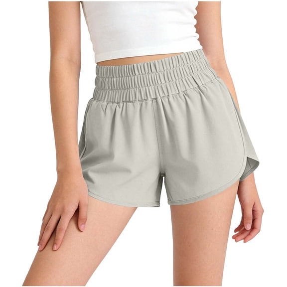 Sahpxhe Girls Athletic Running Shorts High Waist Elastic Waist Kids Loose Comfy Casual Sports Shorts Gray 14-15Years