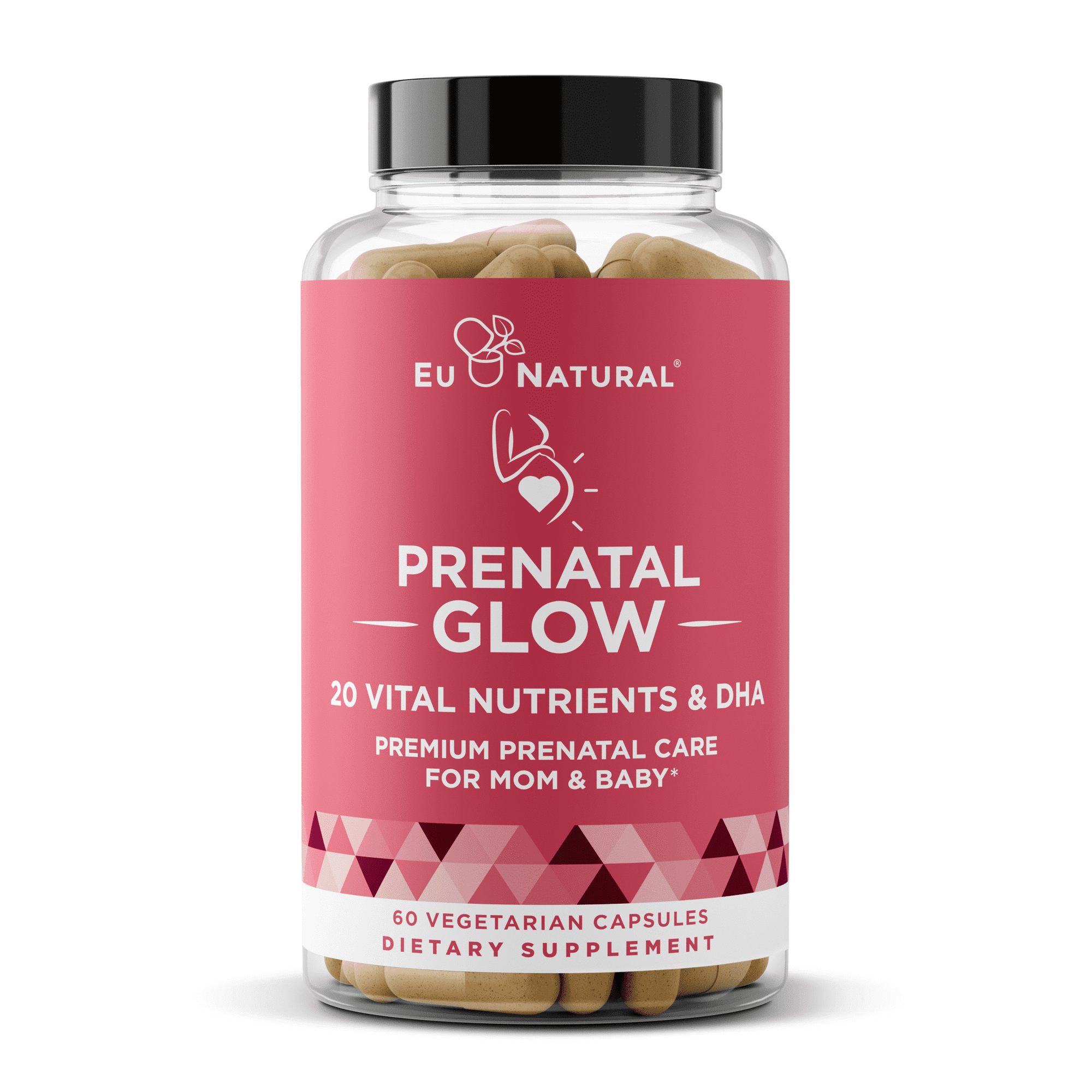 Glow Prenatal Vitamins for Women – 20-in-1 Vital Nutrients for Healthy Pregnancy and Fetal Development – Folic Acid & Vegan DHA For Baby's Growth & Comfortable Pregnancy – 60 Nourishing Capsules