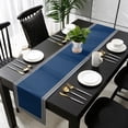 thumbnail image 3 of Navy Blue Table Runner 48 Inches Long, Black Modern Geometric Abstract Art Aesthetics Kitchen Coffee Dining Table Decoration for Home Party Birthday Wedding Home Decor 13x48 Inches, 3 of 8
