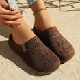thumbnail image 6 of KIJBLAE Women's Hollow Out Closed Toe Lazy Slide Slippers, Round Toe Soft Sole Lightweight Casual Indoor Outdoor Sandals Coffee 38, 6 of 9