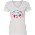 thumbnail image 3 of Inktastic 4th of July Free to Sparkle in Red White and Blue Women's V-Neck T-Shirt, 3 of 5