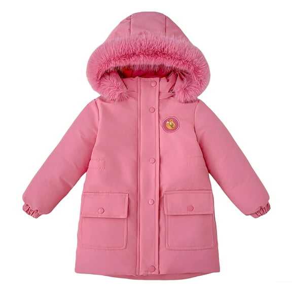 lnmuld Kids Down Jacket Girls Winter Jacket Thickened Warm Down Coat with Fashionable Outerwear for Cold Weather Solid Color Size:6-7 Years